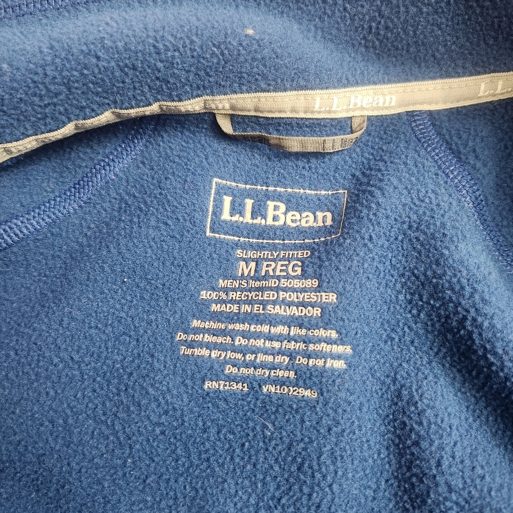 LL Bean Fleece Pullover Mens Medium Blue Long Sleeve Sweater 1/4 Zip Outdoor - Picture 4 of 11
